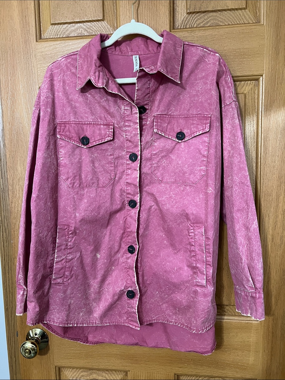 Zenana Outfitters Rose-Pink Button-Front Shacket
